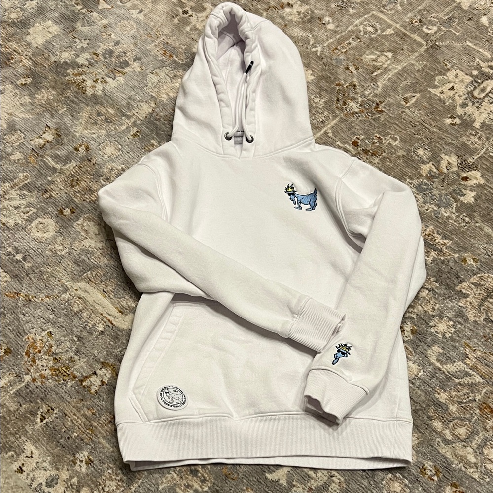 GOAT USA White Hooded Sweater with Embroidered Design